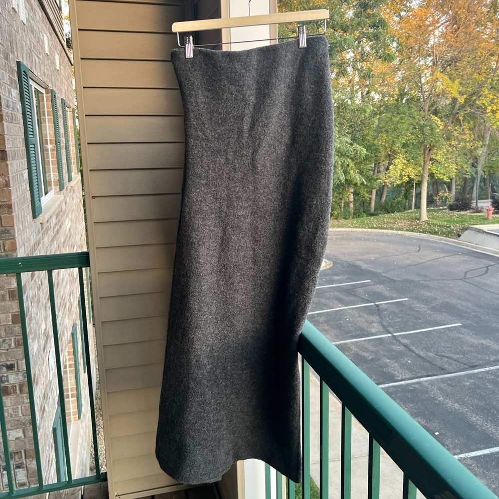 🆕 ZARA 💯Wool Maxi Skirt Gray High Waist Straight Long Midi Collection 12 Size M - Picture 3 of 15